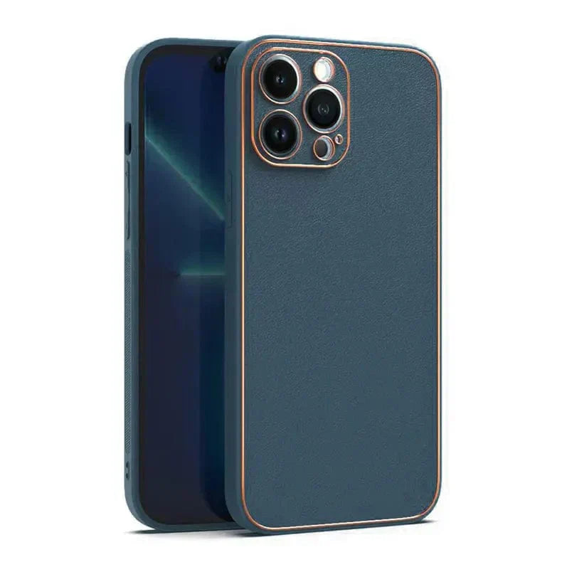 Electroplating Leather Texture TPU Edge Hard Case for iPhone 12 Cases & Covers