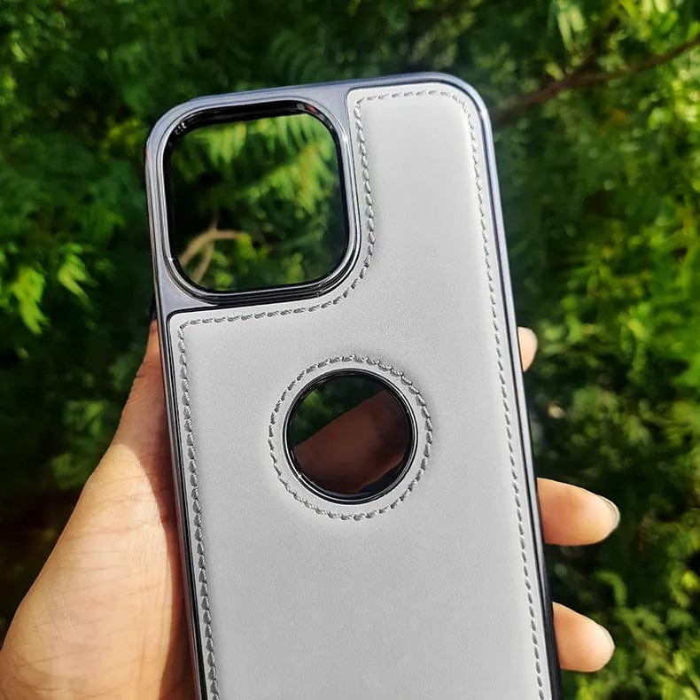 Ishock PU Leather Electroplating Chrome With Logo Cut Case for iPhone 15 Plus Cases & Covers