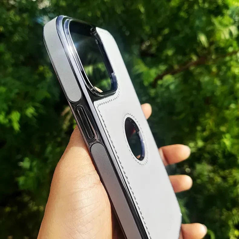 Ishock PU Leather Electroplating Chrome With Logo Cut Case for iPhone 16 Pro Cases & Covers