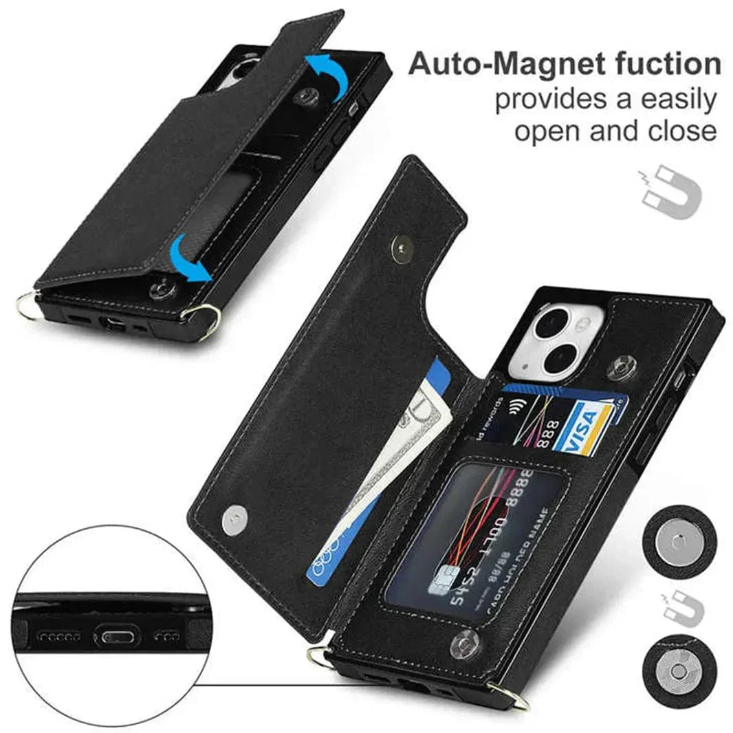 Cards Holder PU Leather Case for iPhone 15 Pro Cases & Covers