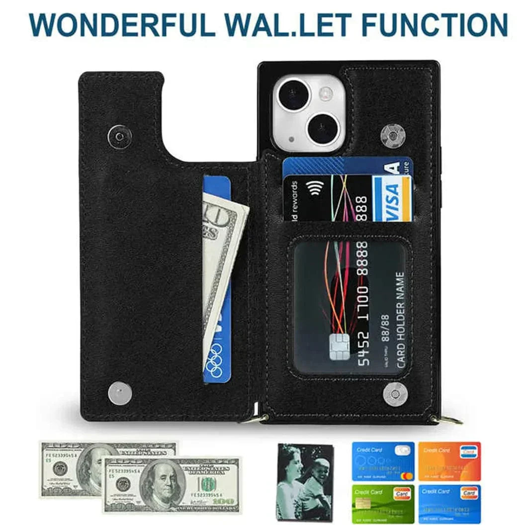 Cards Holder PU Leather Case for iPhone 15 Pro Cases & Covers