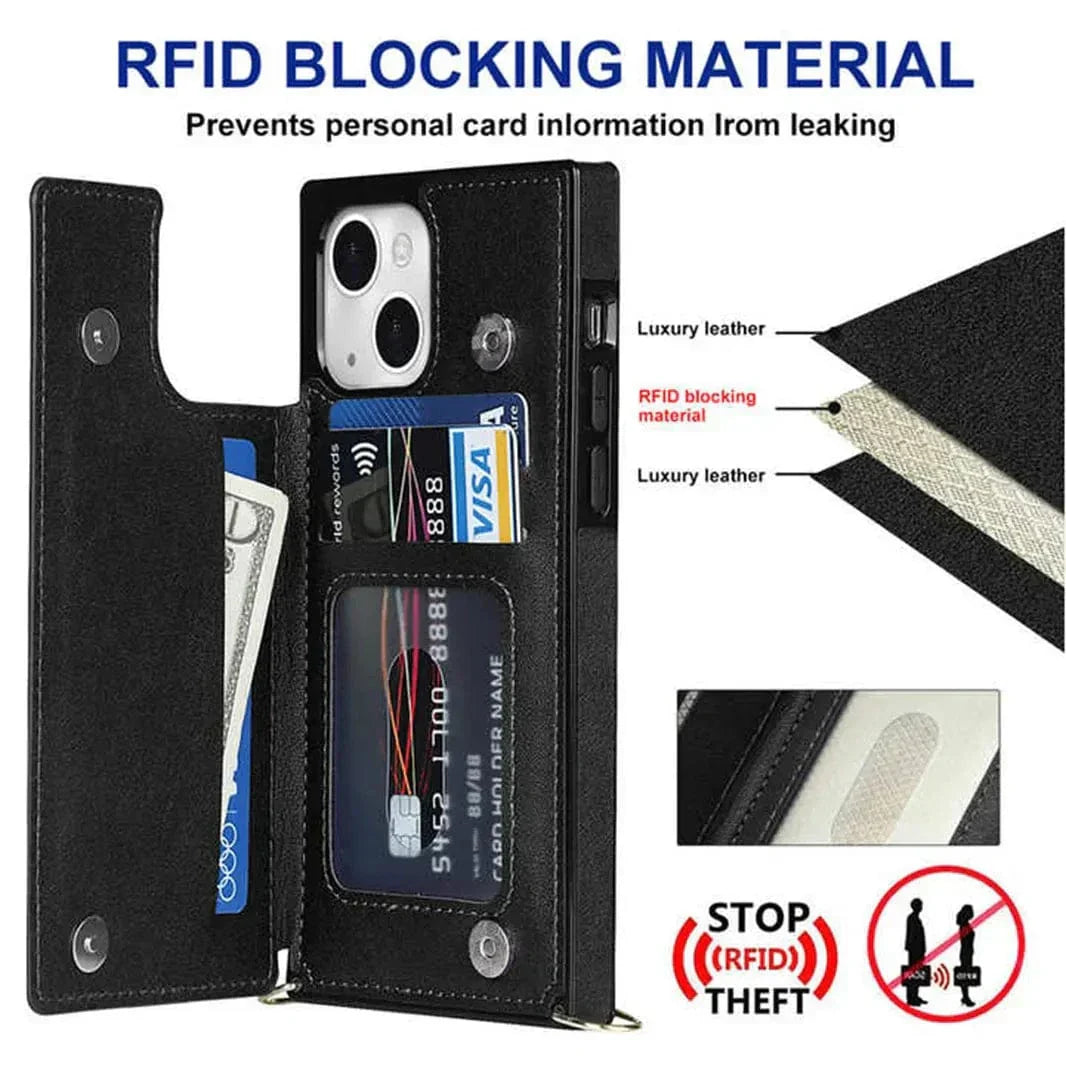 Cards Holder PU Leather Case for iPhone 15 Pro Cases & Covers