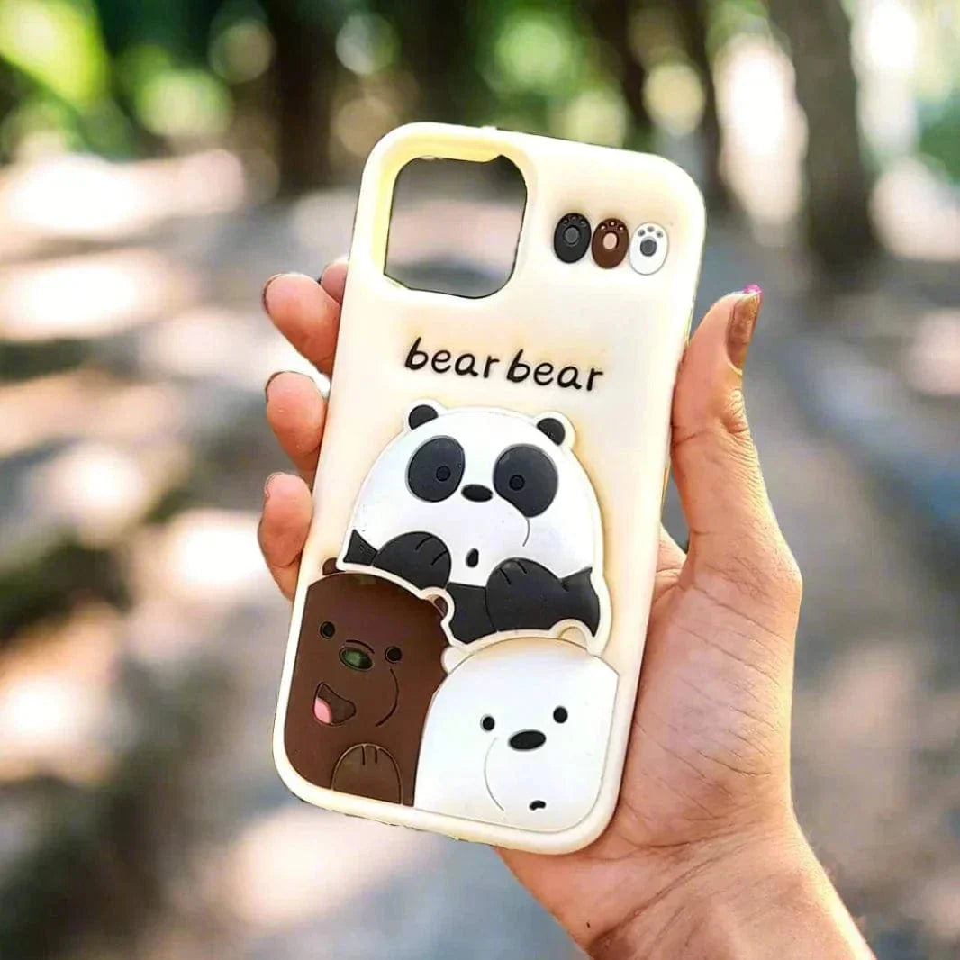 3D Cartoon Character Soft Silicone Case for iPhone 15 iPhone 15 Bear Bear Cases & Covers