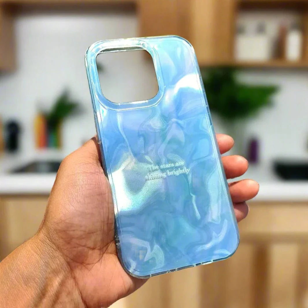 Aesthetic Laser Printing Luxury Hard Case for iPhone 16 Pro iPhone 16 Pro Blue Weave Cases & Covers