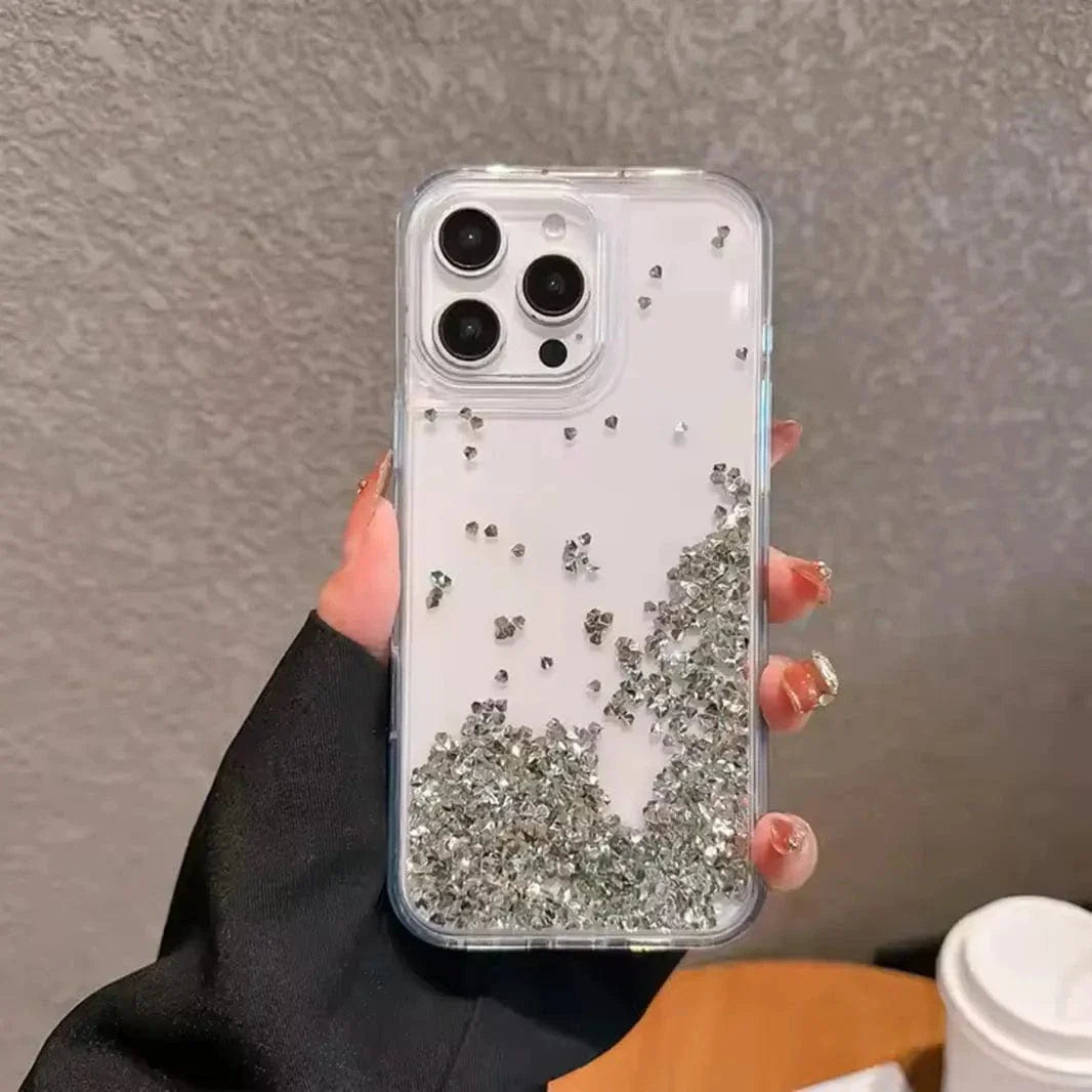 Bling Liquid Glitter Hard Case for iPhone 16 iPhone 16 Gold Glitter Cases & Covers