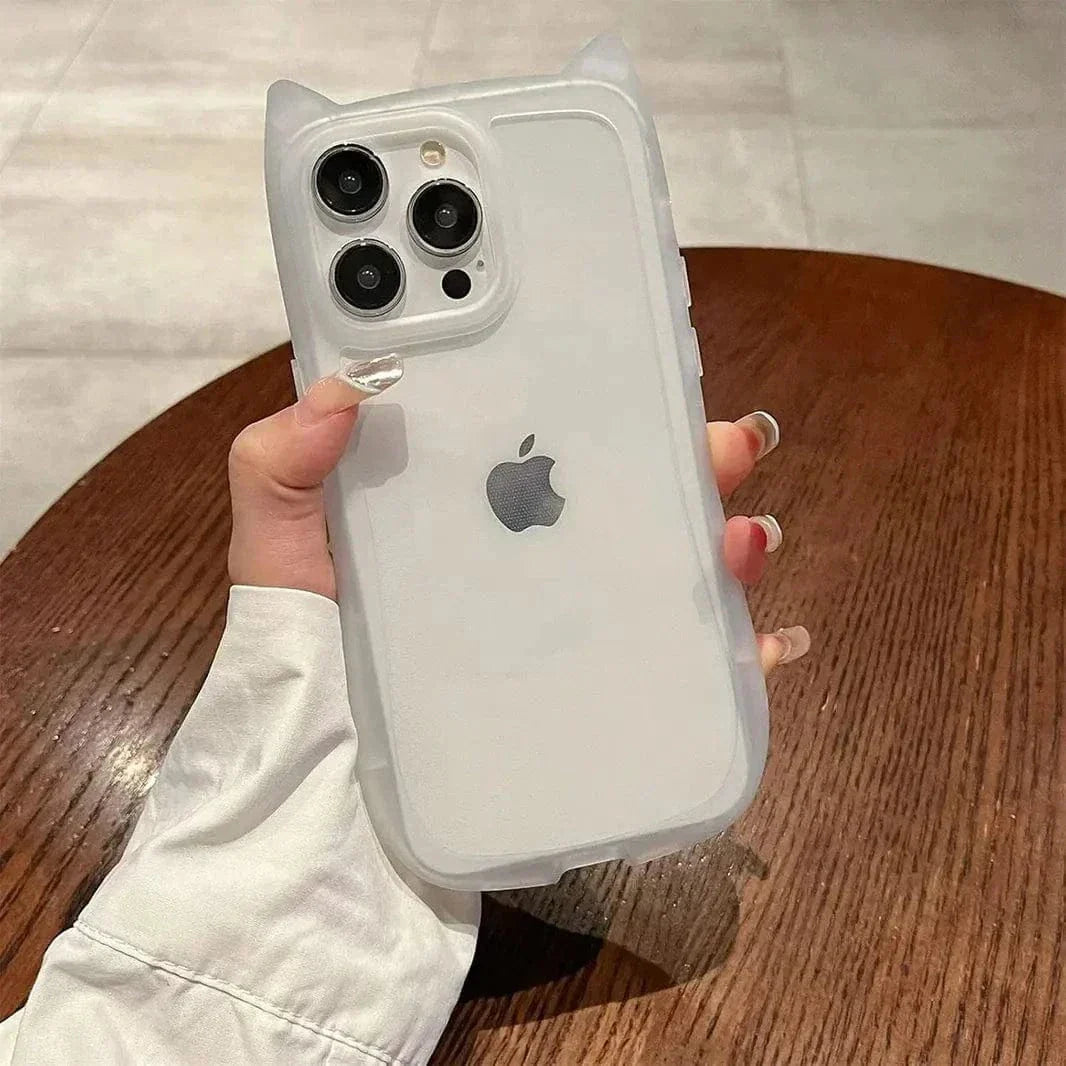 Cute 3D Cat Ears Kitty Soft TPU Case for iPhone 16 Pro Cases & Covers