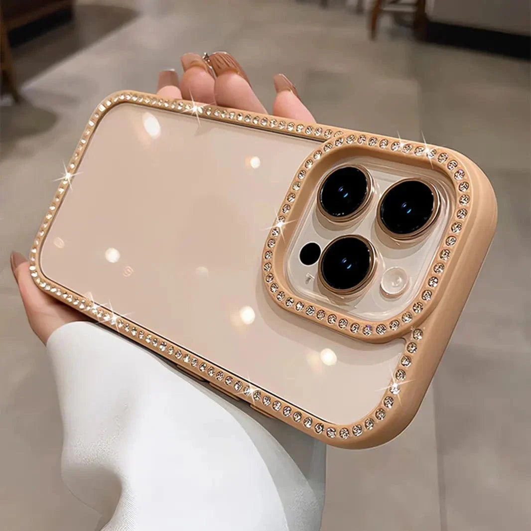 Diamond Frame Clear Hard Case for iPhone 16 iPhone 16 desert-titanium Cases & Covers