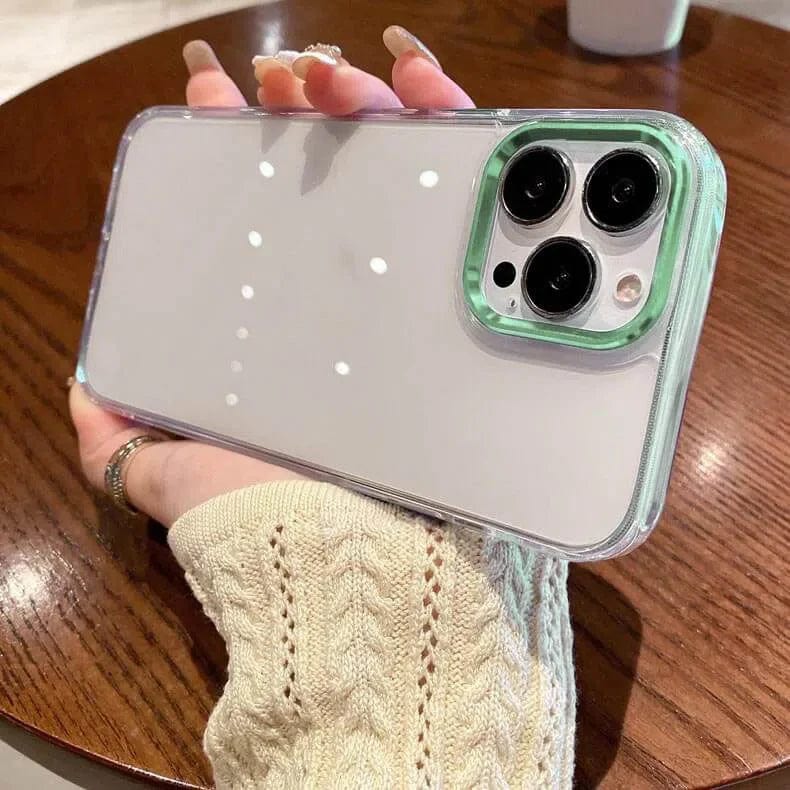 Metal Lens Clear PC Hard Case for iPhone 12 Pro Max iPhone 12 Pro Max pestal green Cases & Covers