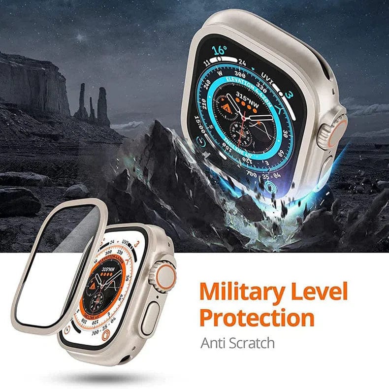 Metalic Alloy Frame Screen Protector Glass for Apple Watch Ultra 49mm Tempered Glass