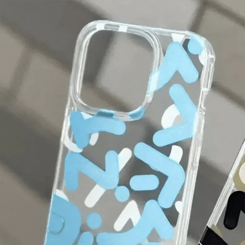 Mikalen Graffiti Letter Print Soft Edge Hard Case for iPhone 15 Pro Max iPhone 15 Pro Max blue Cases & Covers