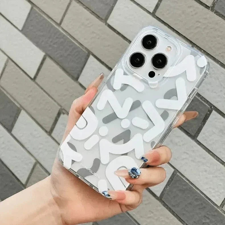 Mikalen Graffiti Letter Print Soft Edge Hard Case for iPhone 15 Pro Max iPhone 15 Pro Max white Cases & Covers