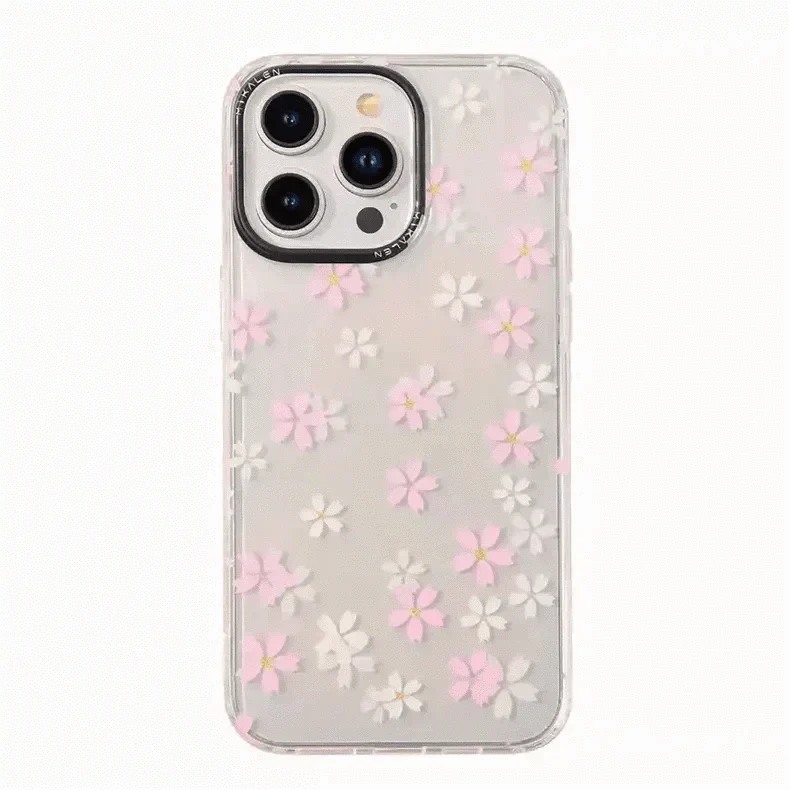 Mikalen Romantic Cherry Blossom Soft Edge Hard Case for iPhone 15 Pro iPhone 15 Pro pink Cases & Covers