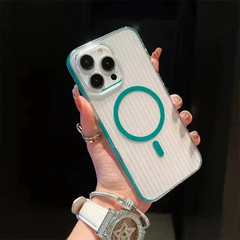 Non-Slip Edge Fluted Grating Magsafe Clear Case for iPhone 15 Plus Cases & Covers