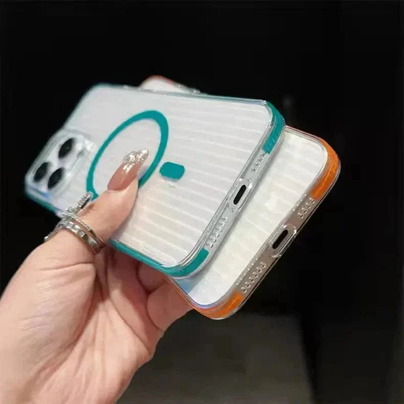 Non-Slip Edge Fluted Grating Magsafe Clear Case for iPhone 15 Pro Max Cases & Covers