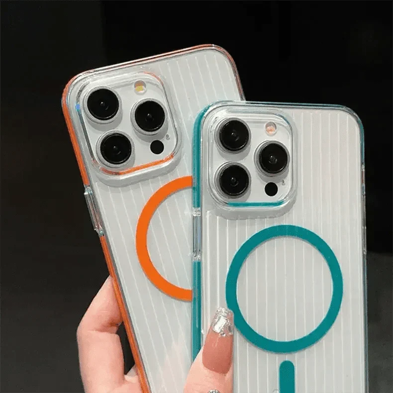 Non-Slip Edge Fluted Grating Magsafe Clear Case for iPhone 15 Pro Max Cases & Covers