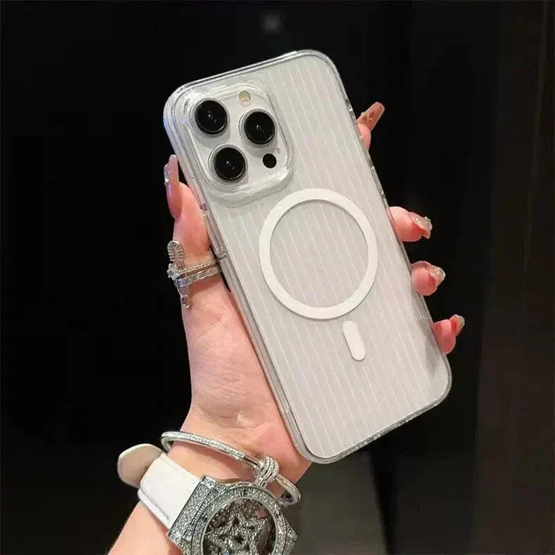 Non-Slip Edge Fluted Grating Magsafe Clear Case for iPhone 15 Pro Max Cases & Covers