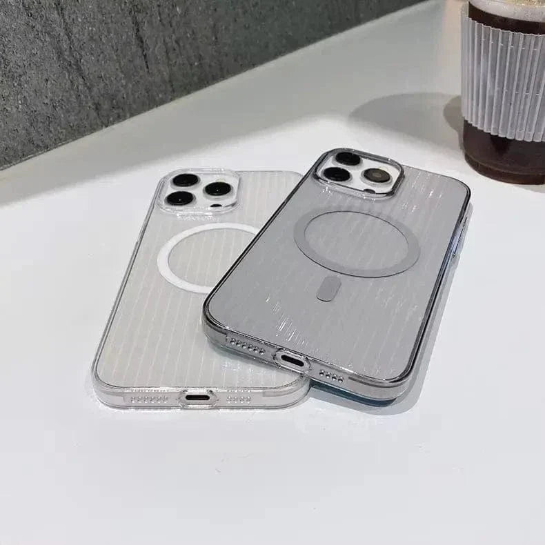Non-Slip Edge Fluted Grating Magsafe Clear Case for iPhone 15 Pro Max Cases & Covers