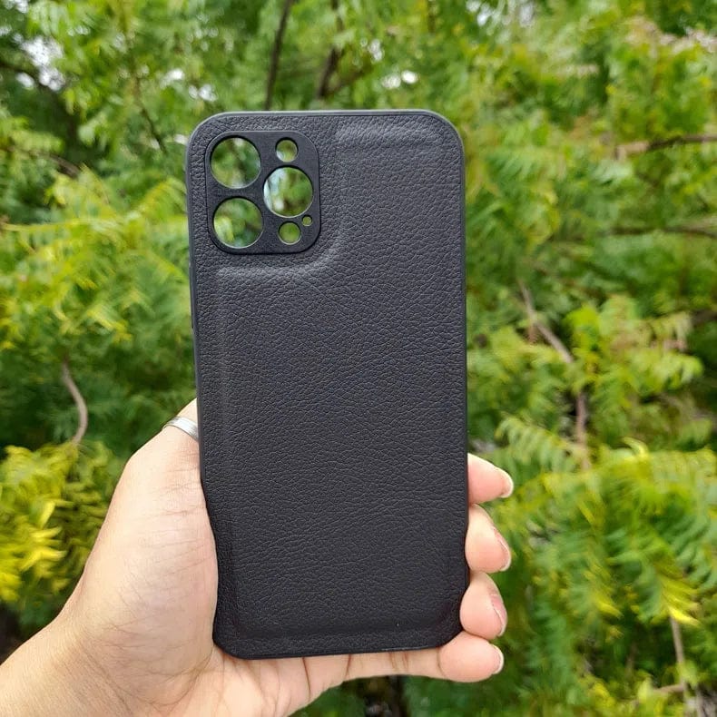 Pebble PU Leather Hard Case for iPhone 12 iPhone 12 Black Cases & Covers