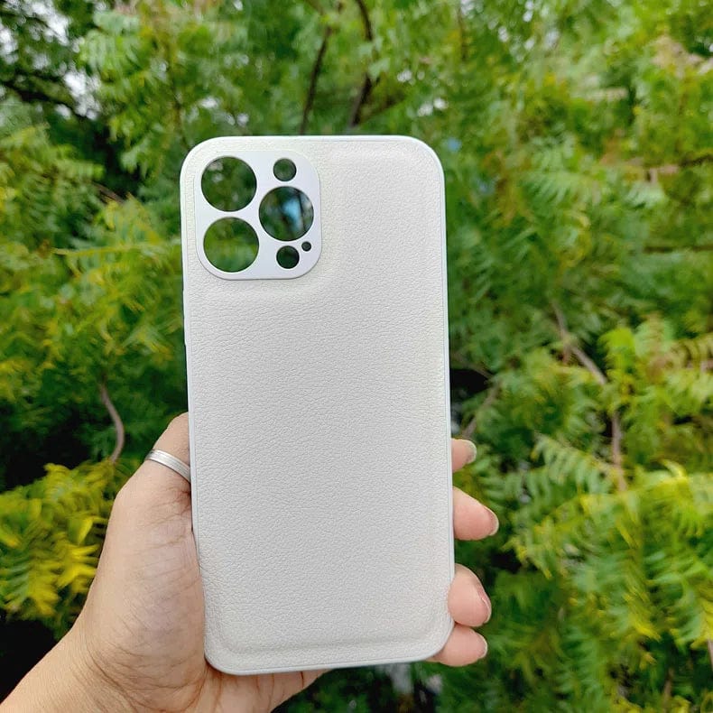 Pebble PU Leather Hard Case for iPhone 12 iPhone 12 White Cases & Covers