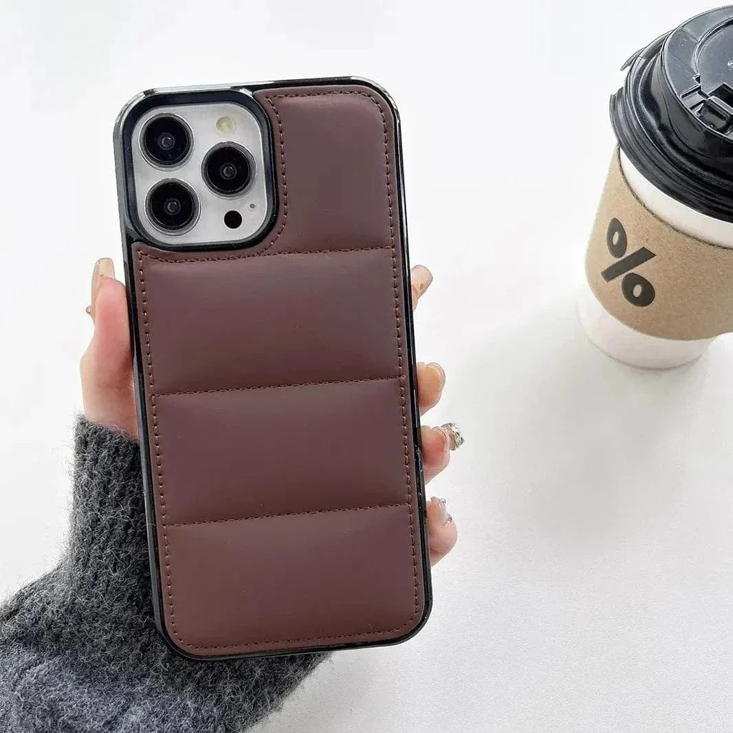 Puffer Pattern Soft TPU Hard Case for iPhone 15 Pro Max iPhone 15 Pro Max tan-brown Cases & Covers