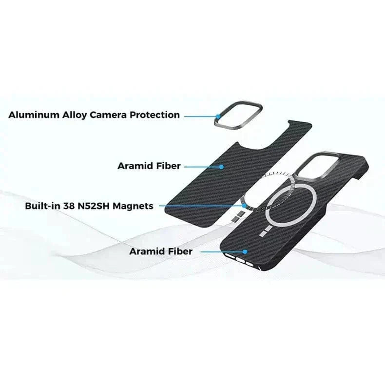 Real Aramid Carbon Fiber Magsafe Case for iPhone 16 Pro Cases & Covers