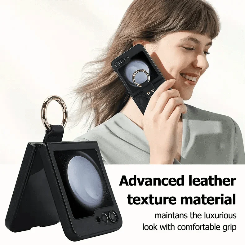 Rhombus PU Leather Ring Case for Samsung Z Flip5