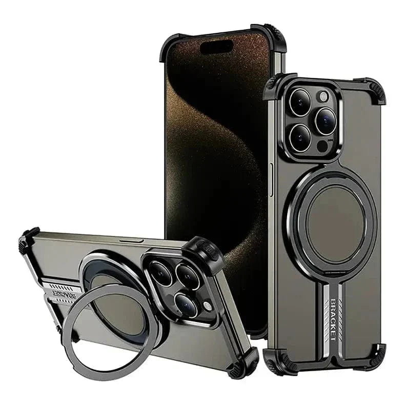 Rimless Magnetic 360 Degree Kickstand Frameless Metal Case for iPhone 16 Pro Cases & Covers