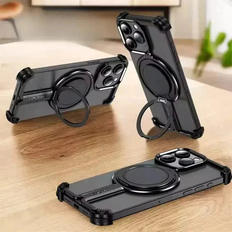 Rimless Magnetic 360 Degree Kickstand Frameless Metal Case for iPhone 16 Pro Cases & Covers