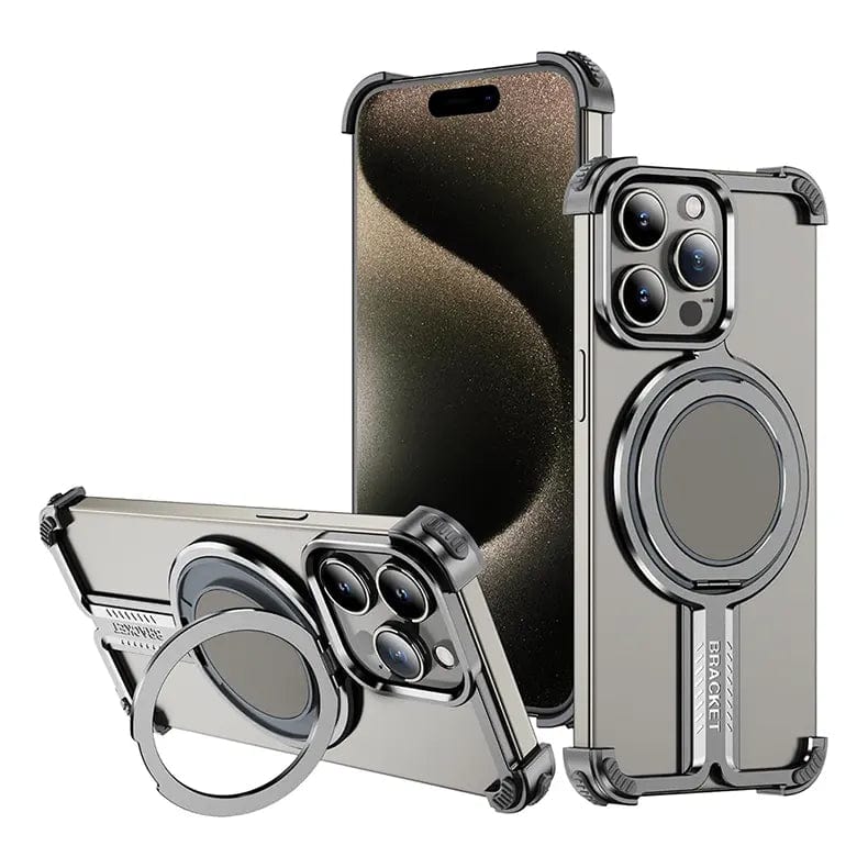 Rimless Magnetic 360 Degree Kickstand Frameless Metal Case for iPhone 16 Pro iPhone 16 Pro natural titanium with magsafe Cases & Covers