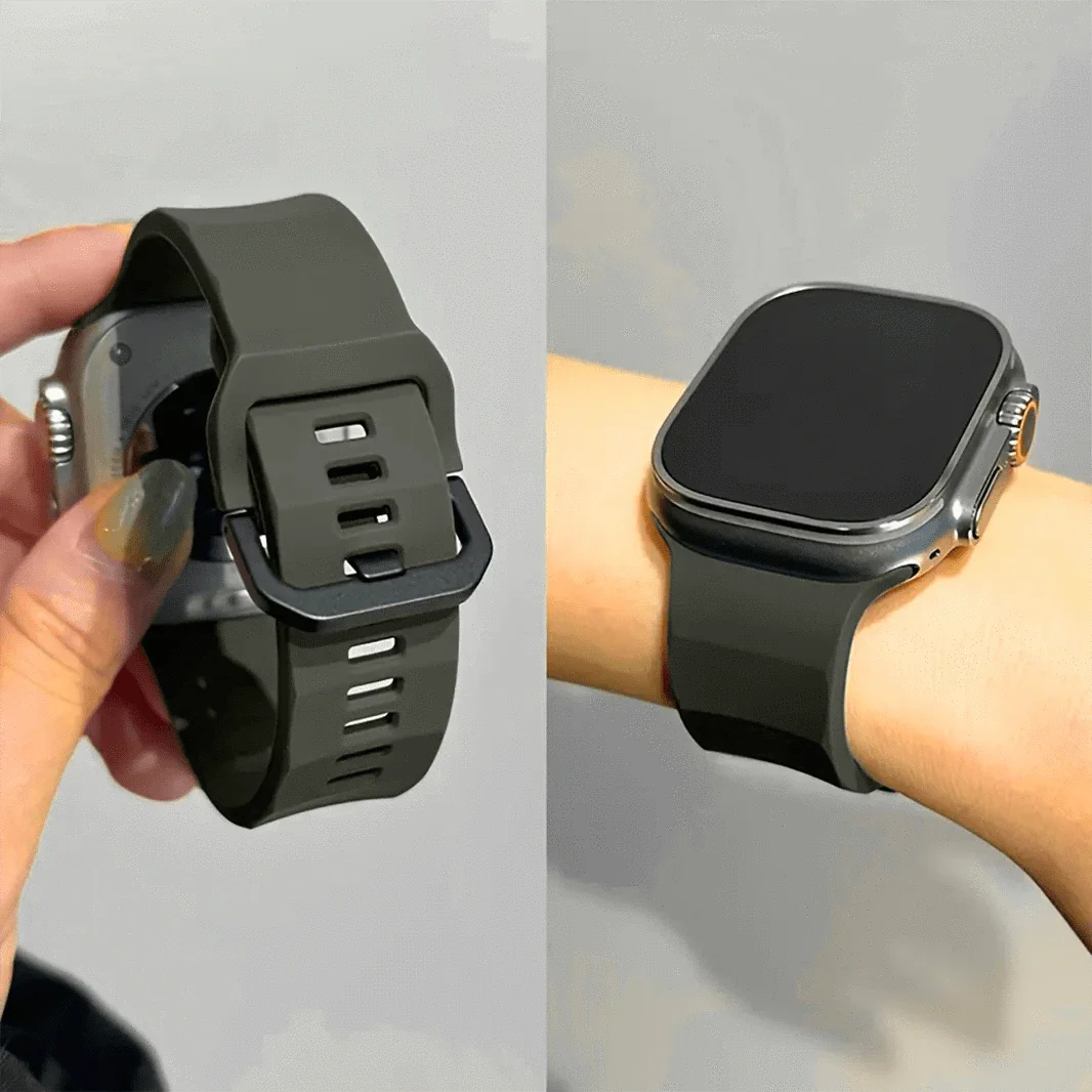 Soft Silicone Ripple Band for Apple Watch 38 | 40 | 41 | 42mm S10 38 | 40 | 41 | 42mm S10 ash-green Straps & Bands