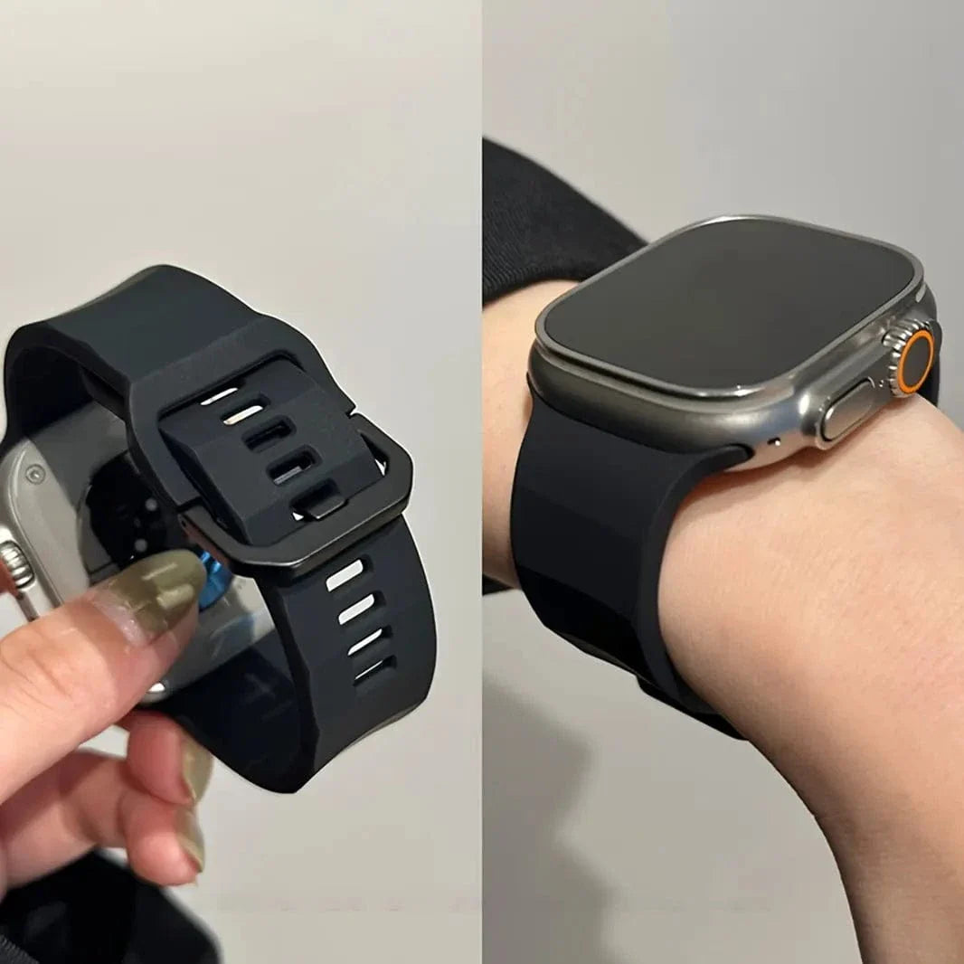 Soft Silicone Ripple Band for Apple Watch 38 | 40 | 41 | 42mm S10 38 | 40 | 41 | 42mm S10 black Straps & Bands