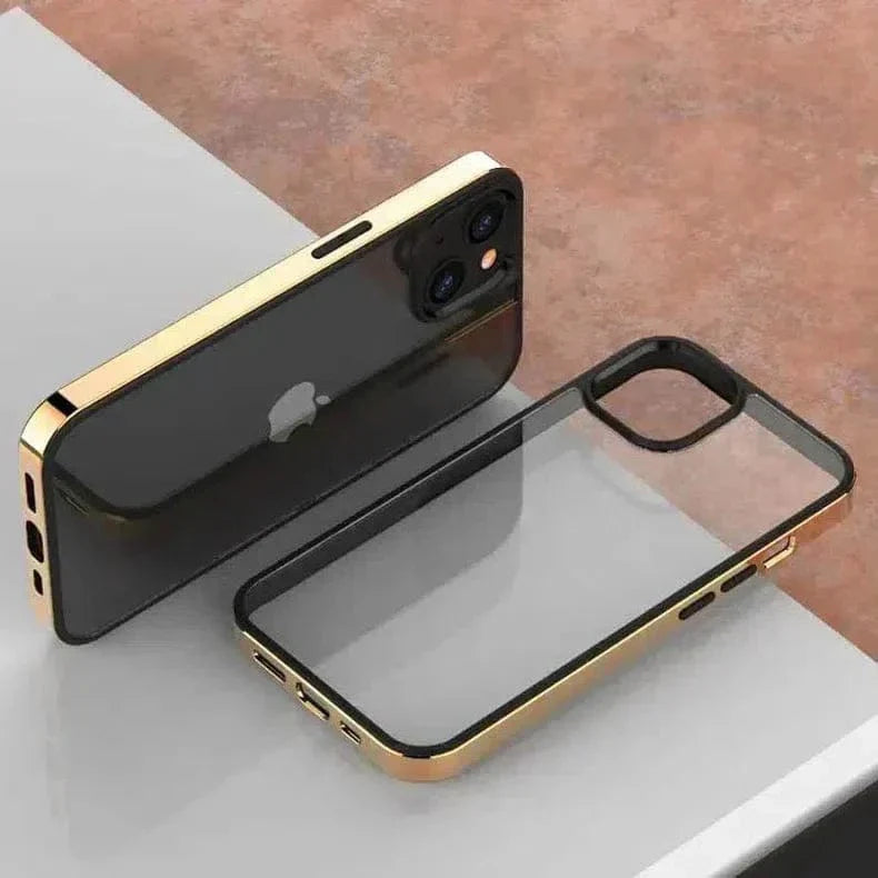 Square Electroplated Clear Hard Case for iPhone 13 iPhone 13 / Gold - Ktusu
