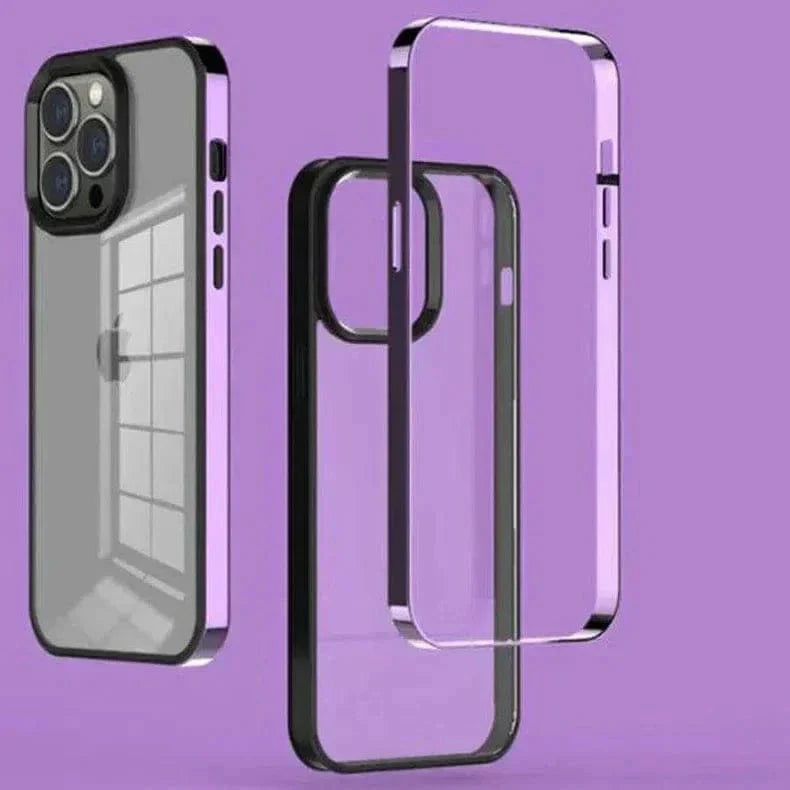 Square Electroplated Clear Hard Case for iPhone 13 iPhone 13 / Purple - Ktusu