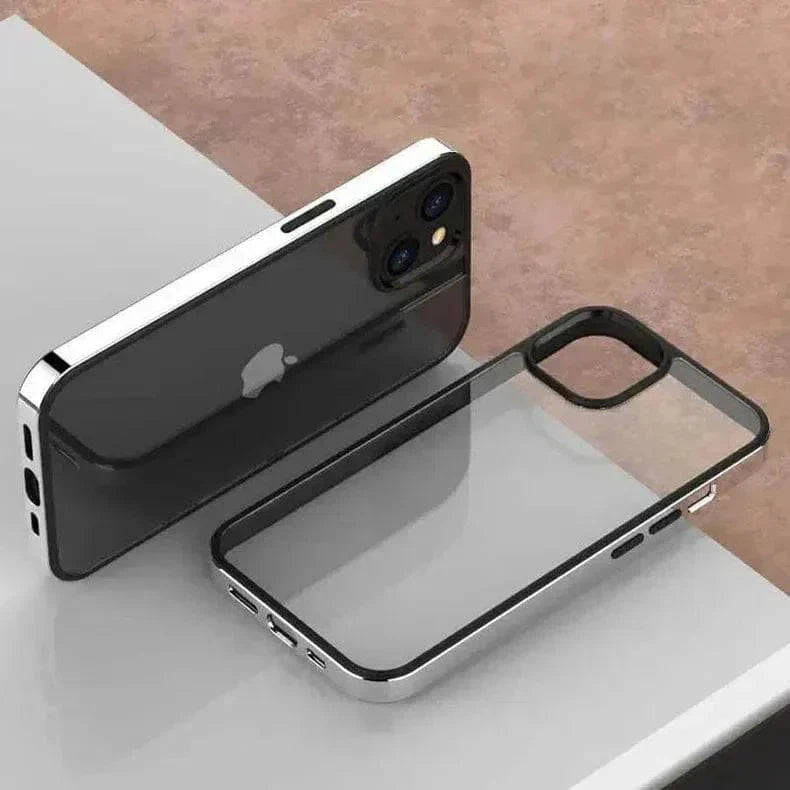Square Electroplated Clear Hard Case for iPhone 13 iPhone 13 / Silver - Ktusu
