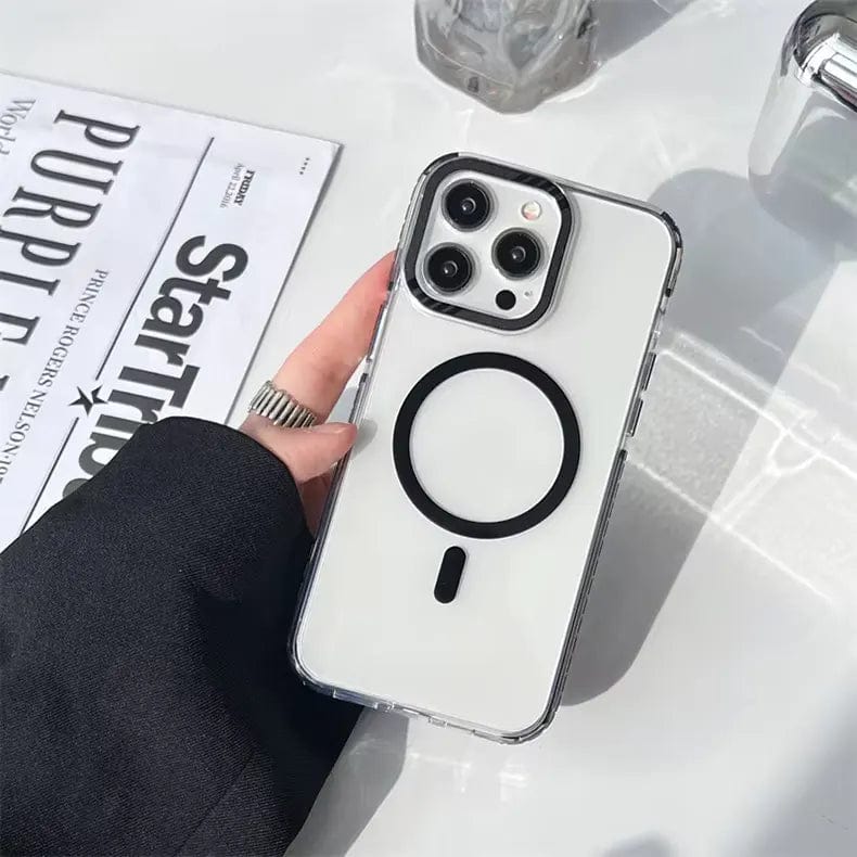Strong Magnetic Magsafe Support Clear Hard Case for iPhone 15 Pro Max iPhone 15 Pro Max black with magsafe Cases & Covers