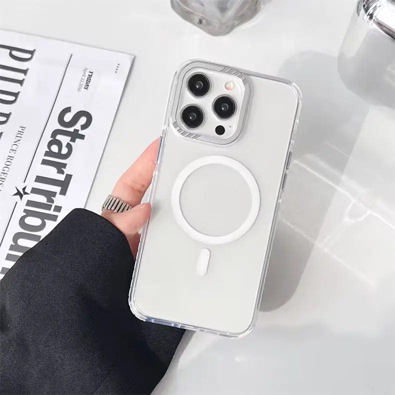 Strong Magnetic Magsafe Support Clear Hard Case for iPhone 15 Pro Max iPhone 15 Pro Max white with magsafe Cases & Covers
