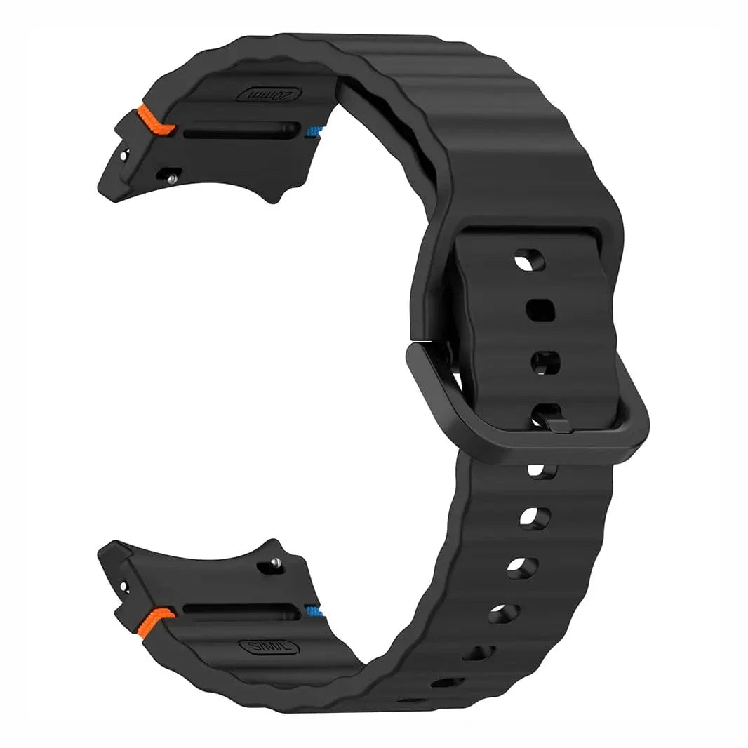 Wave Silicone Sport Band for Samsung Watch4 | 5 | 6 | 7 Watch4 | 5 | 6 | 7 black Straps & Bands