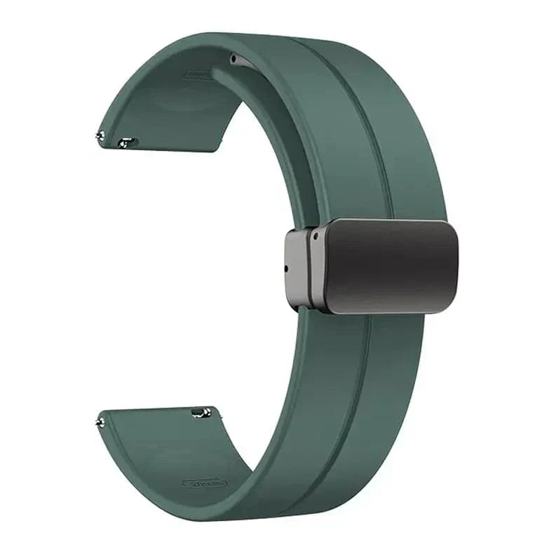 Magnetic D-Buckle Silicone Band for Smartwatch 20mm 20mm midnight-green Straps & Bands