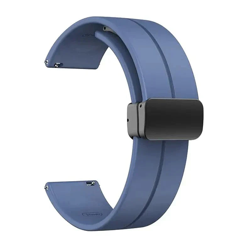 Magnetic D-Buckle Silicone Band for Smartwatch 20mm 20mm steel-blue Straps & Bands