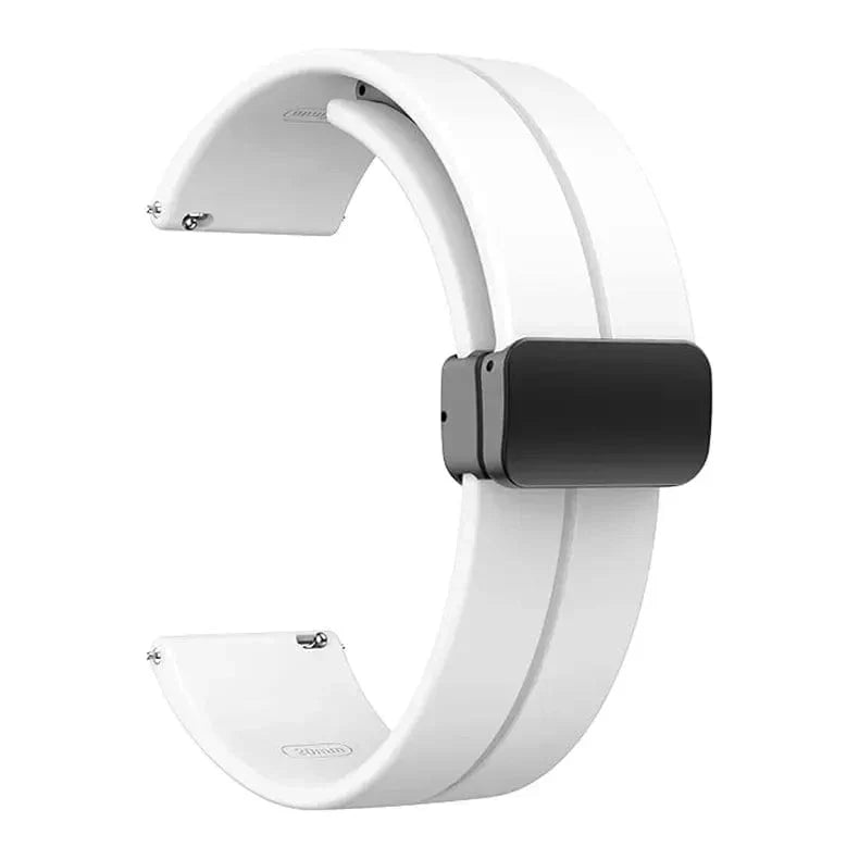 Magnetic D-Buckle Silicone Band for Smartwatch 22mm 22mm white Straps & Bands