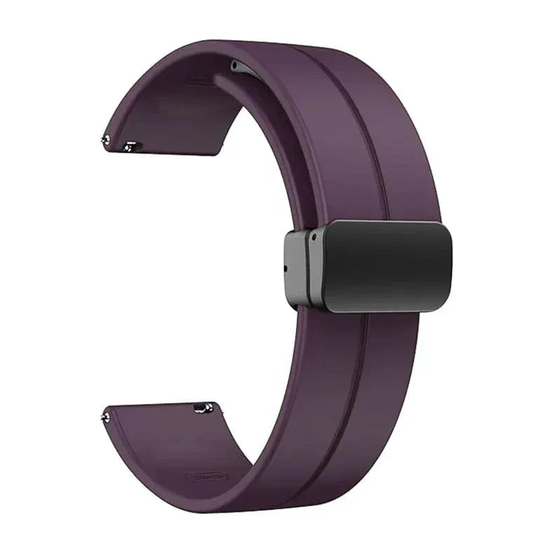 Magnetic D-Buckle Silicone Band for Smartwatch 20mm 20mm wine Straps & Bands