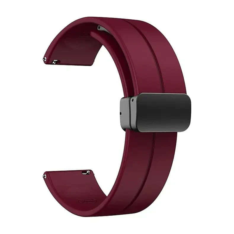 Magnetic D-Buckle Silicone Band for Smartwatch 22mm 22mm wine-red Straps & Bands