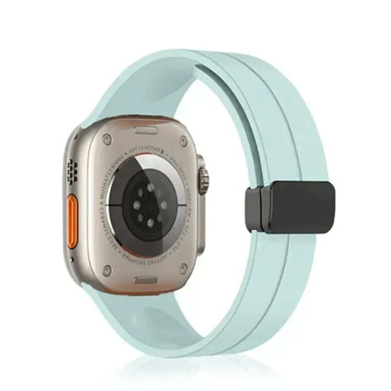 Magnetic D-Buckle Silicone Band for Apple Watch 38 | 40 | 41 | 42mm S10 38 | 40 | 41 | 42mm S10 Mint Blue Straps & Bands