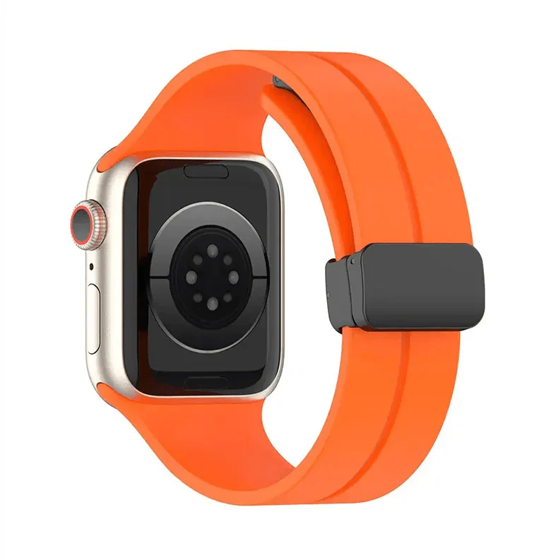 Magnetic D-Buckle Silicone Band for Apple Watch 38 | 40 | 41 | 42mm S10 38 | 40 | 41 | 42mm S10 Orange Straps & Bands