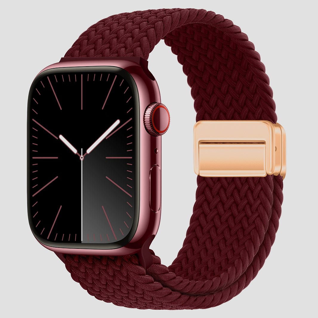 Braided Adjuctable Magnetic Buckle Band for Apple Watch 38 | 40 | 41 | 42mm S10 38 | 40 | 41 | 42mm S10 blood-red Solid Straps & Bands