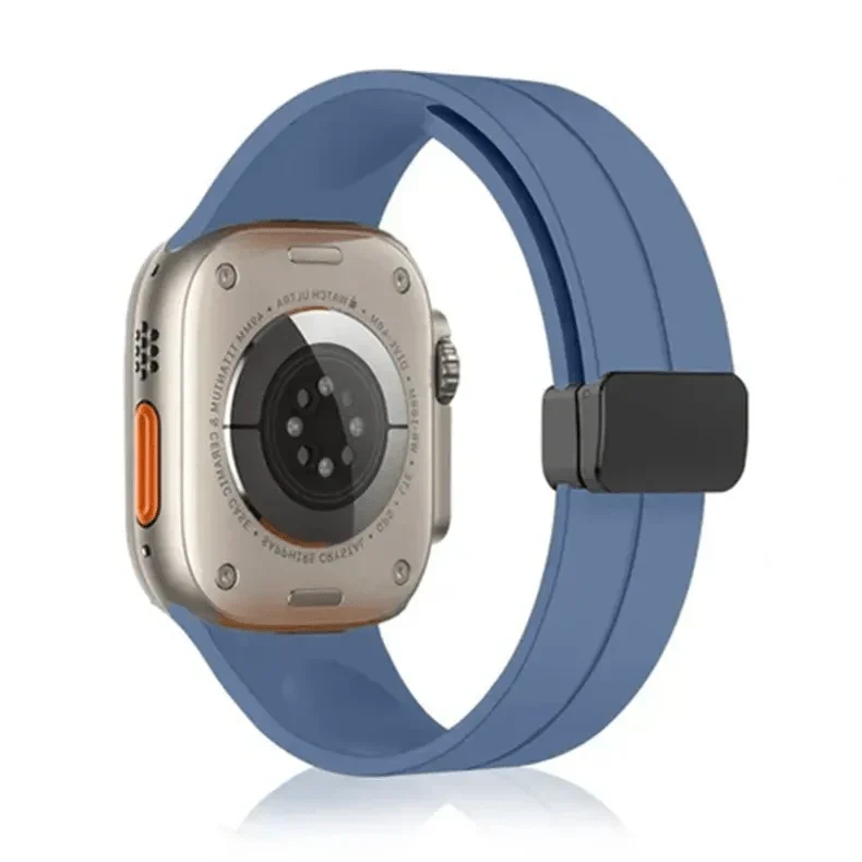 Magnetic D-Buckle Silicone Band for Apple Watch 38 | 40 | 41 | 42mm S10 38 | 40 | 41 | 42mm S10 Steel Blue Straps & Bands