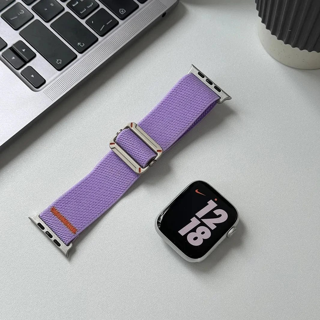 Nylon Stretchy Adjustable Elastic Woven Straps for Apple Watch 42 | 44 | 45 | Ultra 49 | 46mm S10 42 | 44 | 45 | Ultra 49 | 46mm S10 lavender Straps & Bands