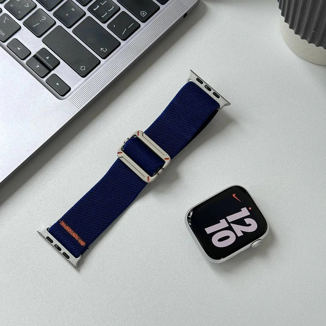 Nylon Stretchy Adjustable Elastic Woven Straps for Apple Watch 42 | 44 | 45 | Ultra 49 | 46mm S10 42 | 44 | 45 | Ultra 49 | 46mm S10 midnight-blue Straps & Bands
