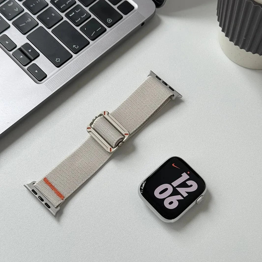 Nylon Stretchy Adjustable Elastic Woven Straps for Apple Watch 42 | 44 | 45 | Ultra 49 | 46mm S10 42 | 44 | 45 | Ultra 49 | 46mm S10 off-white Straps & Bands