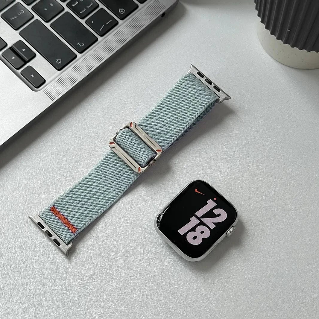 Nylon Stretchy Adjustable Elastic Woven Straps for Apple Watch 42 | 44 | 45 | Ultra 49 | 46mm S10 42 | 44 | 45 | Ultra 49 | 46mm S10 pestal-green Straps & Bands